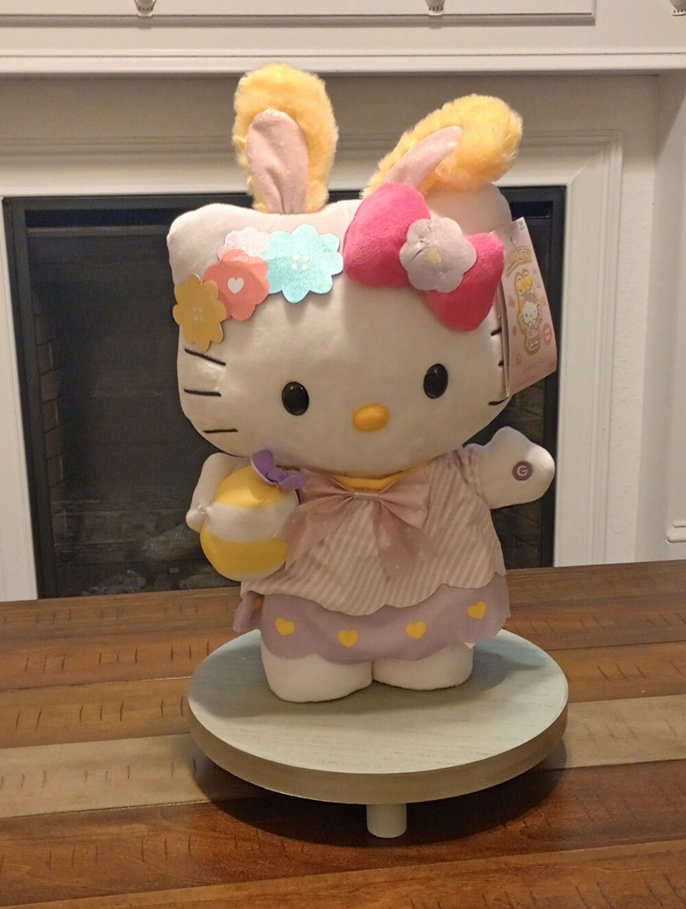 Sanrio Hello Kitty Pastel Bunny Greeter with Floral Headband and Yellow Accents